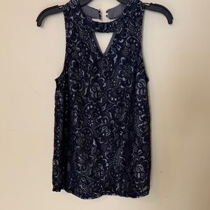 Maurices Navy Floral Lace Sleeveless Blouse